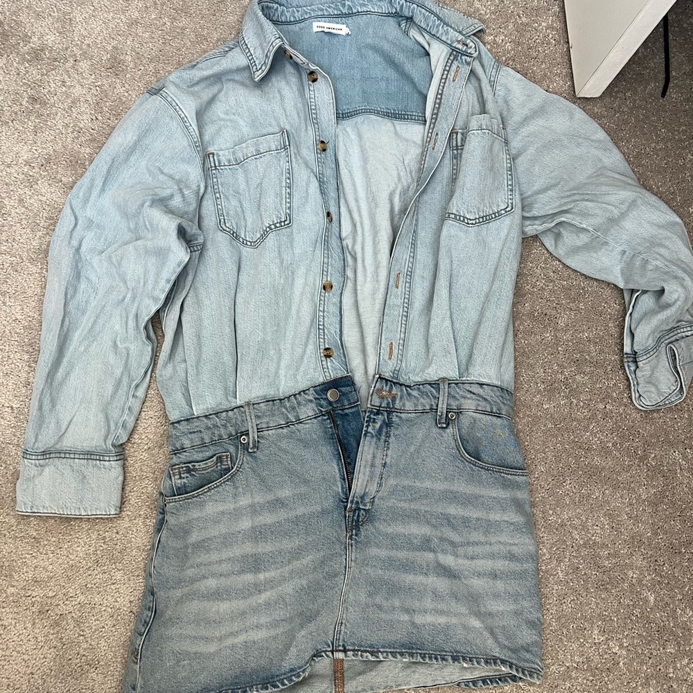 Good American Light Blue Denim Dress